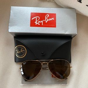 Ray Ban Aviator Arista Brown Large Metal Sunglasses